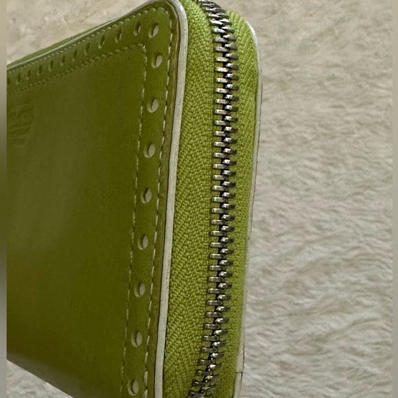 Coach Zip Around Perforated Leather Clutch Wallet - Picture 7 of 10